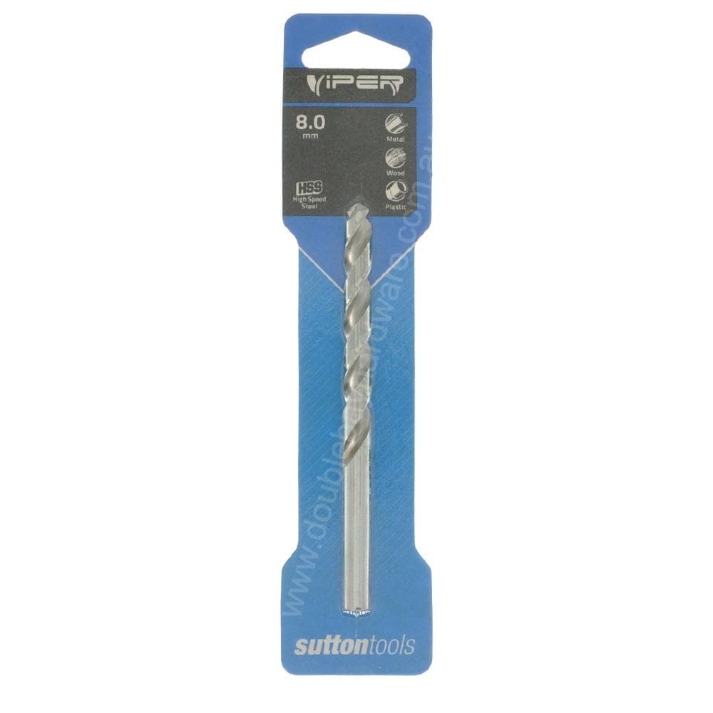 suttontools Metric HSS Viper Drill Bits For Metal, Wood, Plastic 8.0mm - Double Bay Hardware