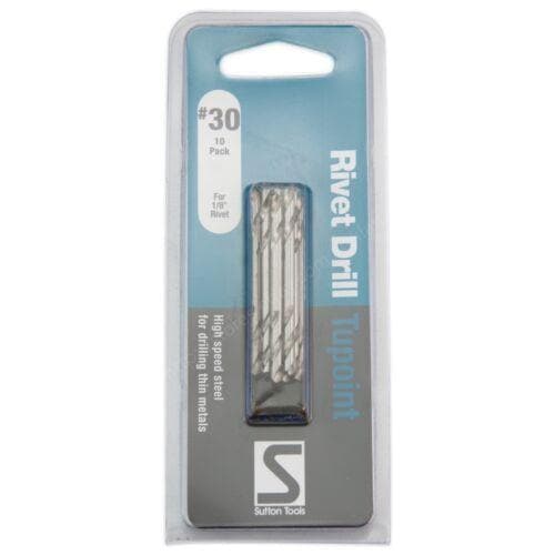 suttontools Rivet Drill Tupoint For Drilling Thin Metal 30 For 1/8" Rivet