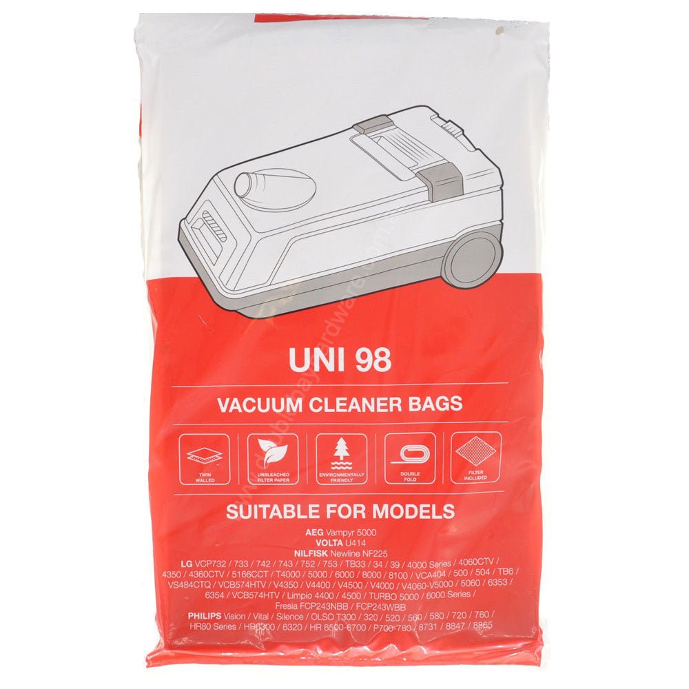Unifit Vacuum bags 5pk Included For LG, VOLTA, NILFISK UNI98 - Double Bay Hardware