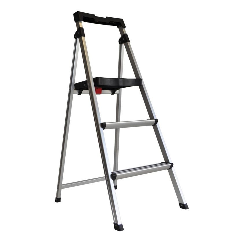 WERNER 3 Step Aluminium Ladder With Tray 100kg Domestic AL403-4AZ - Double Bay Hardware