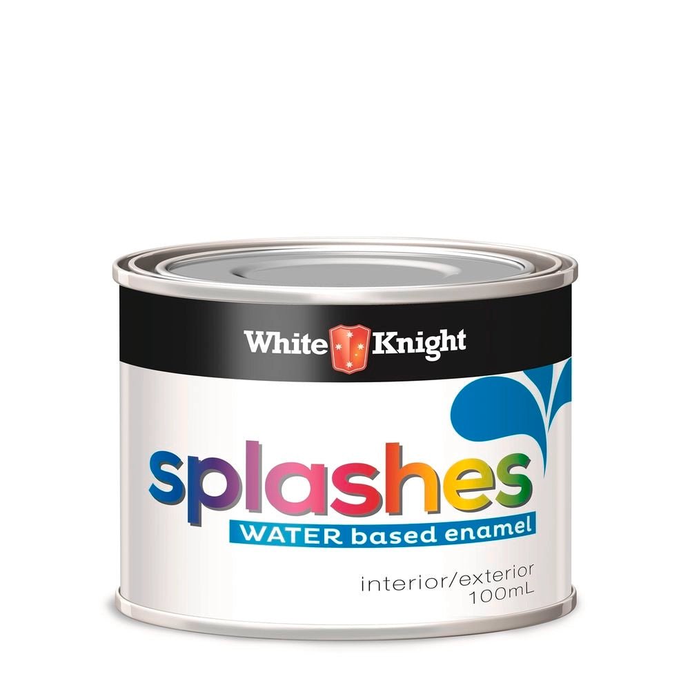 White Knight Splashes Water Based Paint Gloss Black 100ml 345121/100ML - Double Bay Hardware