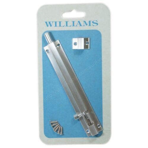 WILLIAMS Barrel Bolt 150mm Stain Chrome - Double Bay Hardware