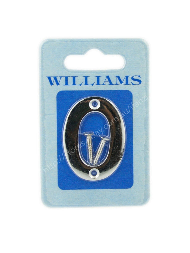 Williams Screw On Sign Number 0 52x40x3mm 10200c