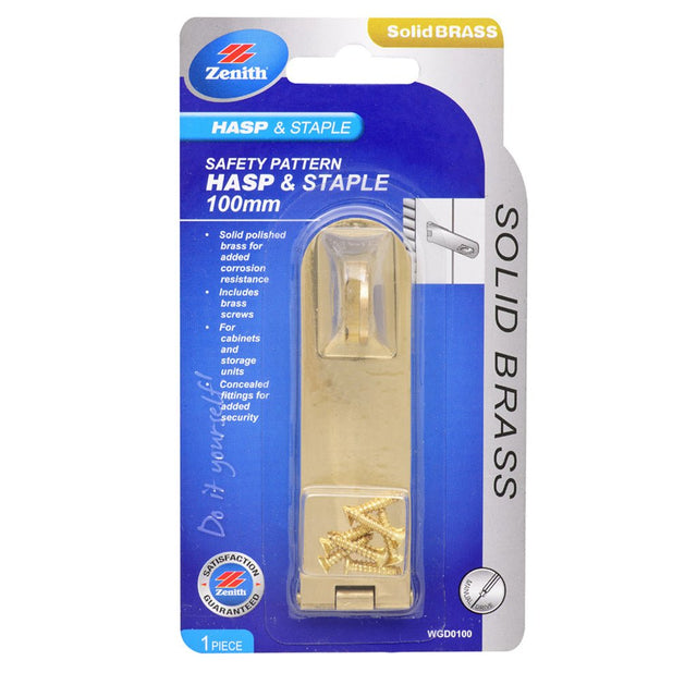 Zenith Solid Brass Hasp & Staple 100mm WGD0100