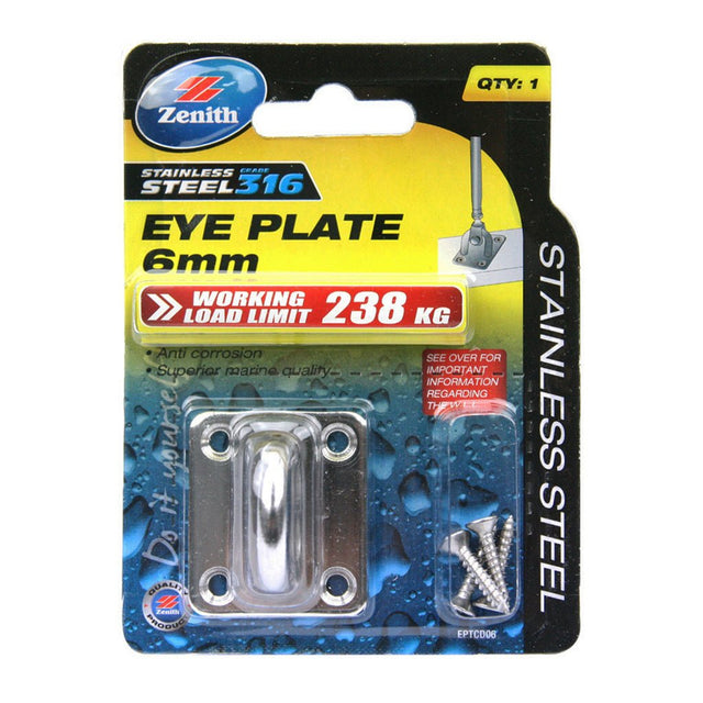 ZENITH Square Eye Plate 6mm Stainless Steel 316 EPTCD06