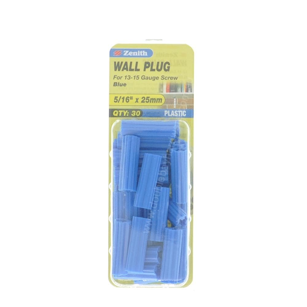Zenith Wall Plug Blue 5/16"x25mm For 13-15 Gauge Screw EAU0825 - Double Bay Hardware