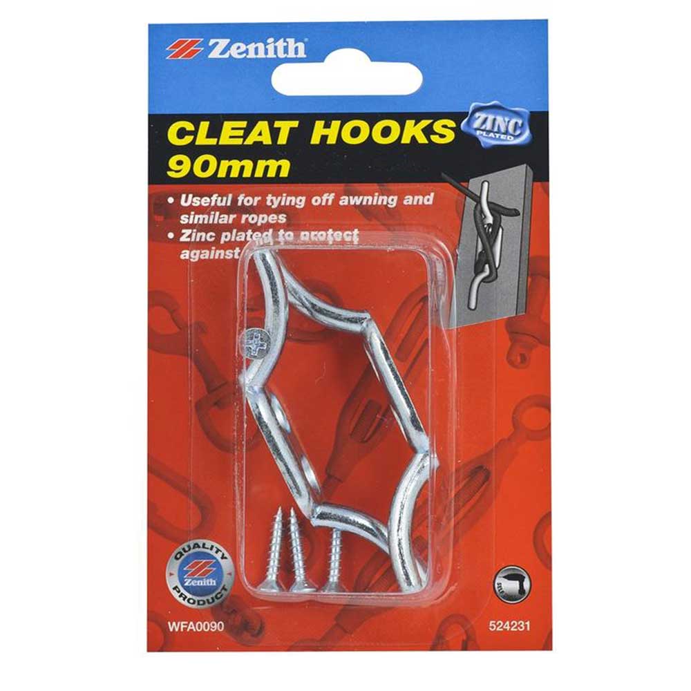 ZENITH Zinc Plated Cleat Hooks 90mm WFA0090 - Double Bay Hardware