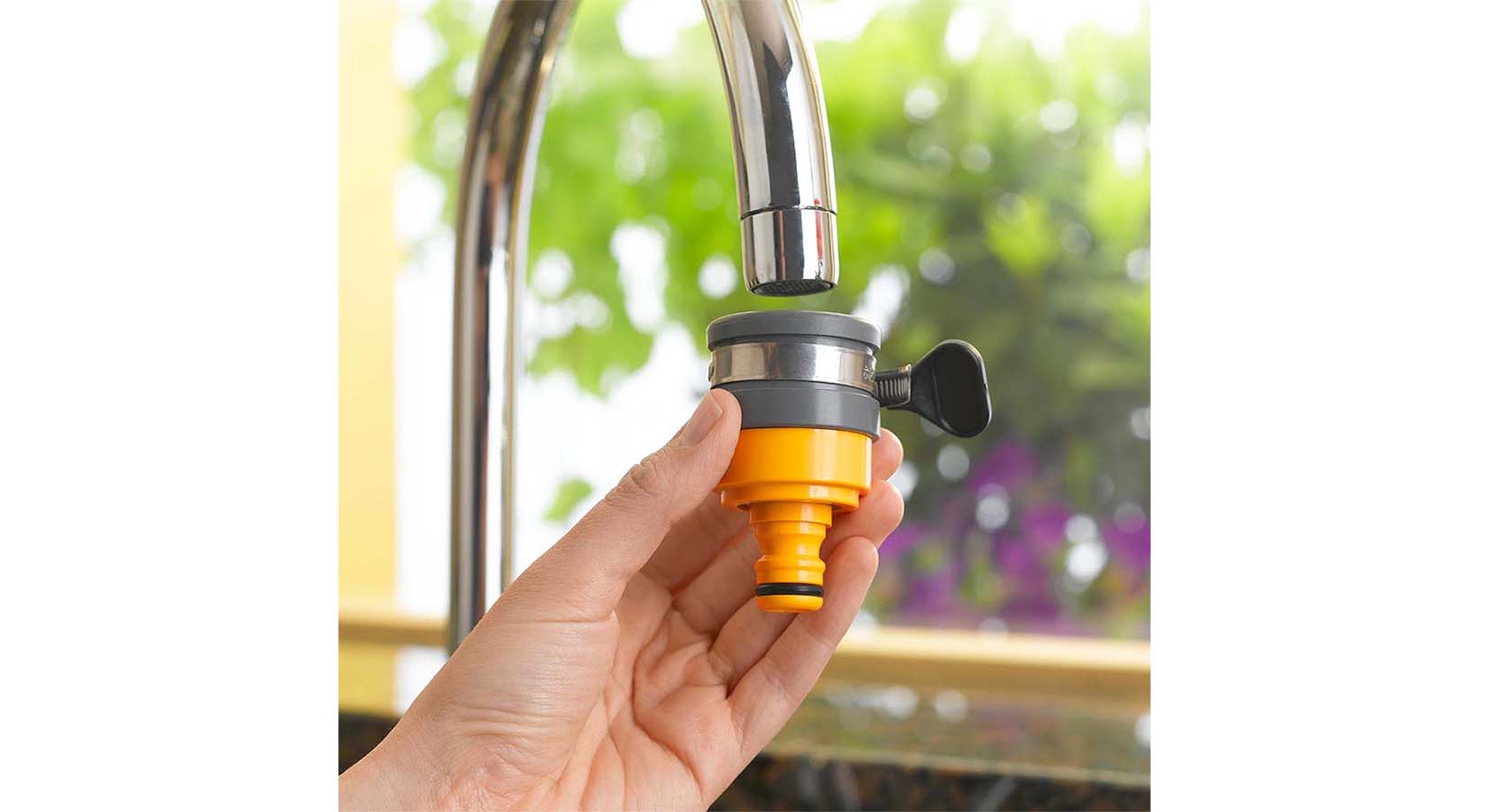 How to connect garden hose to indoor tap faucet?