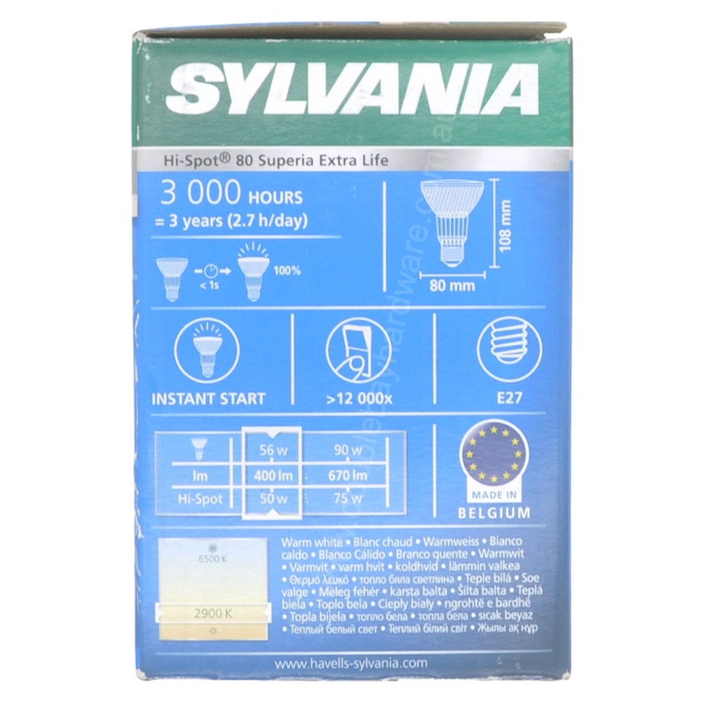 SYLVANIA Hi Spot 80 PAR25 Halogen Light Bulb E27 240V 50W 25° 21162