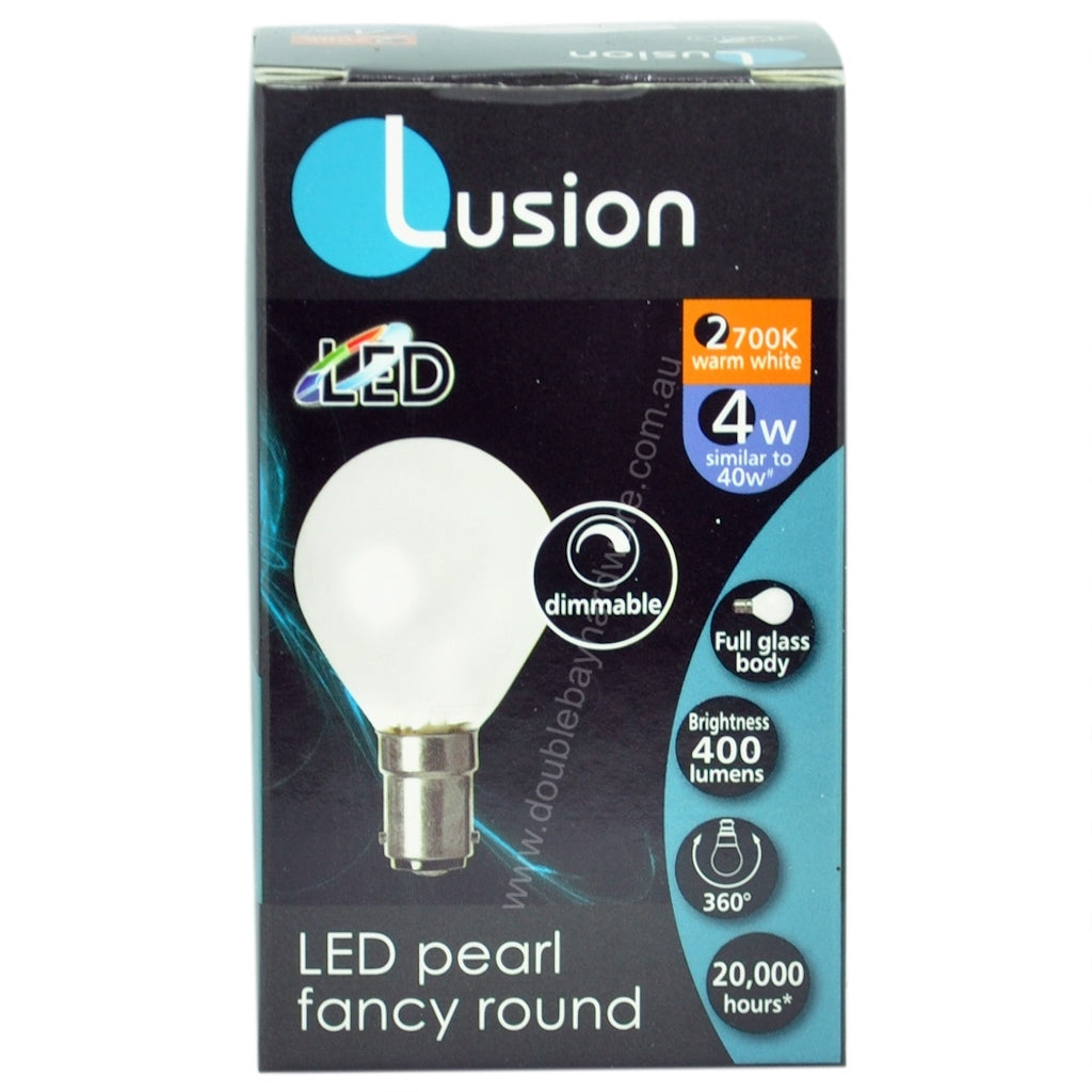 Lusion Fancy Round LED Light Bulb B15 240V 4W W/W Pearl  20263