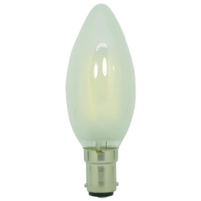 Candle-shaped light bulb on a white background