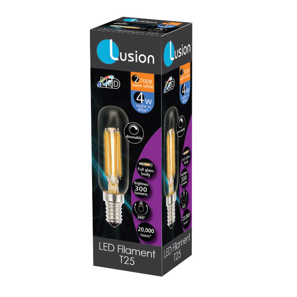 Lusion T25 Filament LED Light Bulb E14 240V 4W W/W 85mm 20310