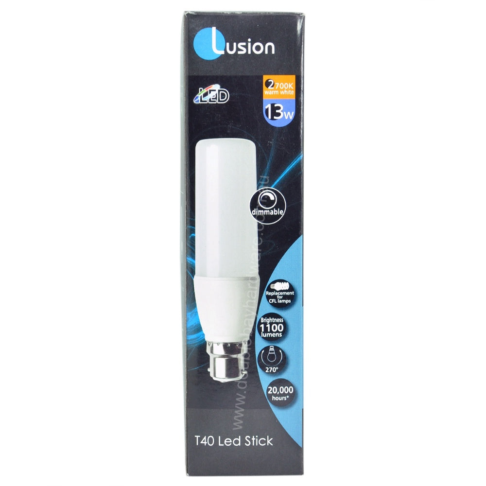 Lusion T40 LED Stick Light Bulb B22 240V 13W W/W 21018