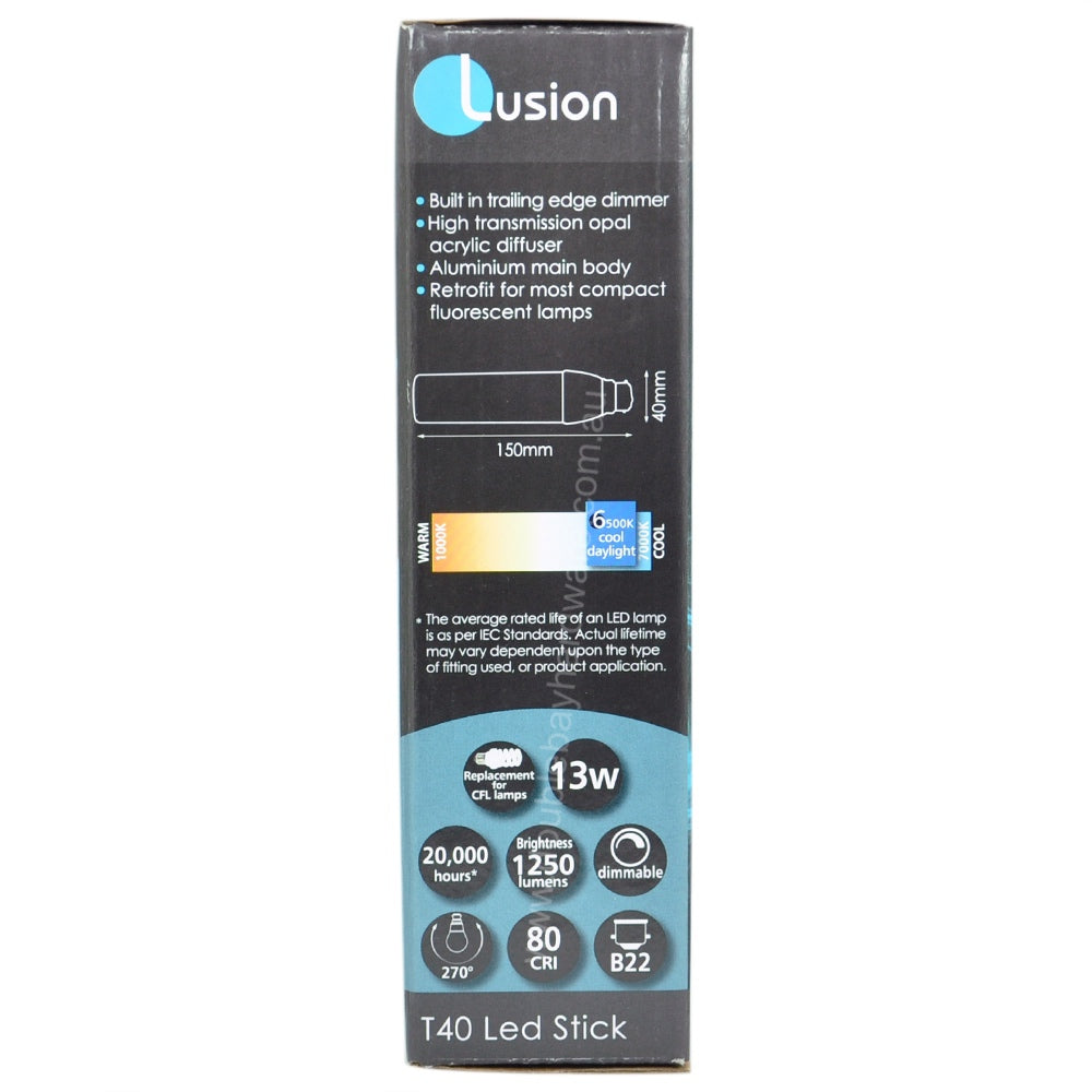 Lusion T40 LED Stick Light Bulb B22 240V 13W C/DL 21022
