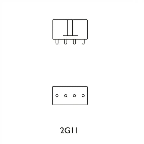 Line drawing of a small electronic component with '2G11' label on a white background