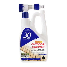 30 Seconds outdoor cleaner bottle with hose end on a white background