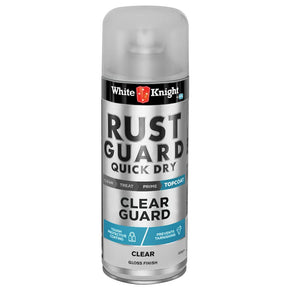 White Knight Rust Guard Quick Dry spray can on a white background