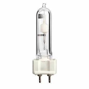 Clear light bulb with base on a white background