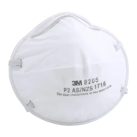 A white 3M respirator face mask with gray printed text and straps, shown on a plain white background.