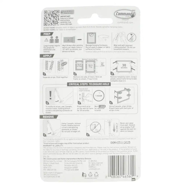 Back of a Command product packaging with instructions and branding.