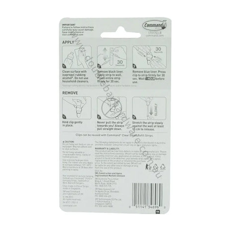 Back of Command picture hanging strips packaging with instructions and branding.