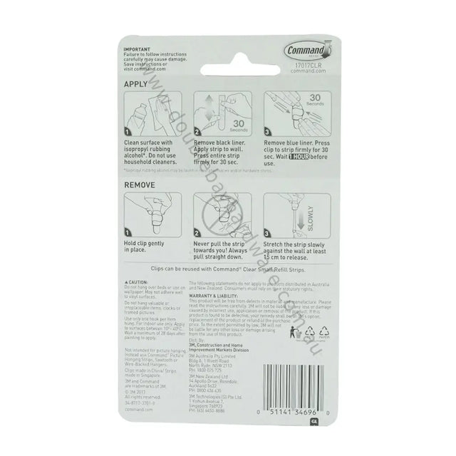 Back of Command picture hanging strips packaging with instructions and branding.
