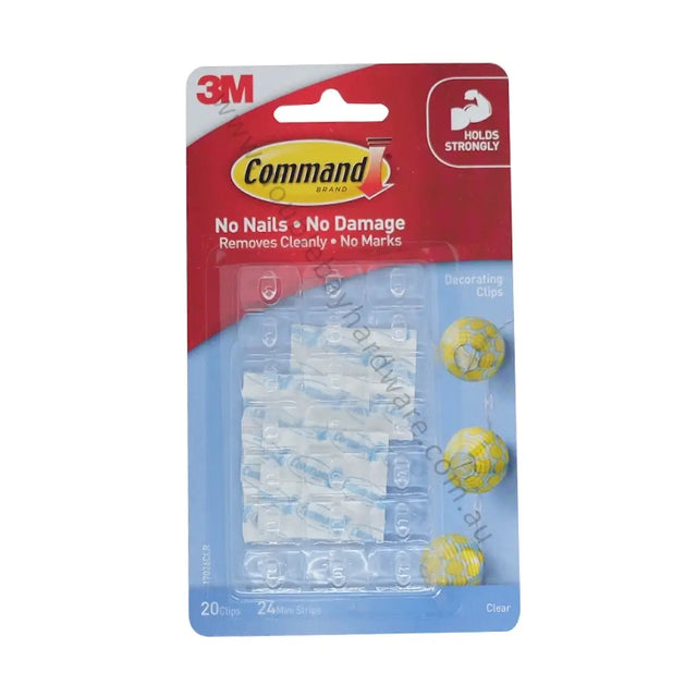 Packaging of Command brand decorative clips with 3M logo on a white background