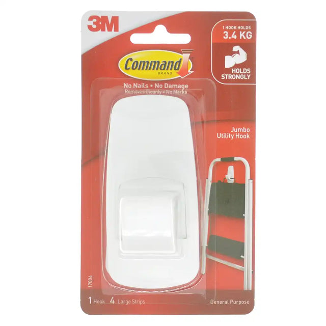 Command jumbo utility hook packaging with 3M logo on a white background