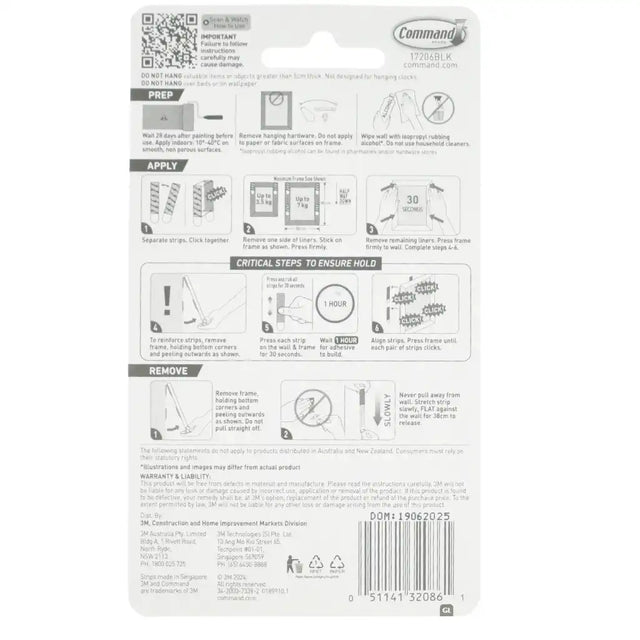 Command mounting strips packaging with installation instructions on a white background