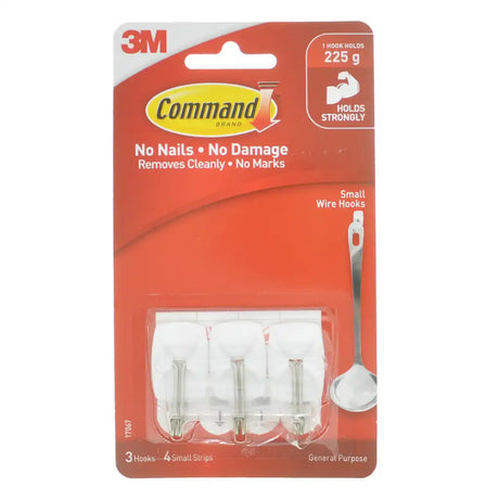 Command small wire hooks packaging with 3M logo on a white background