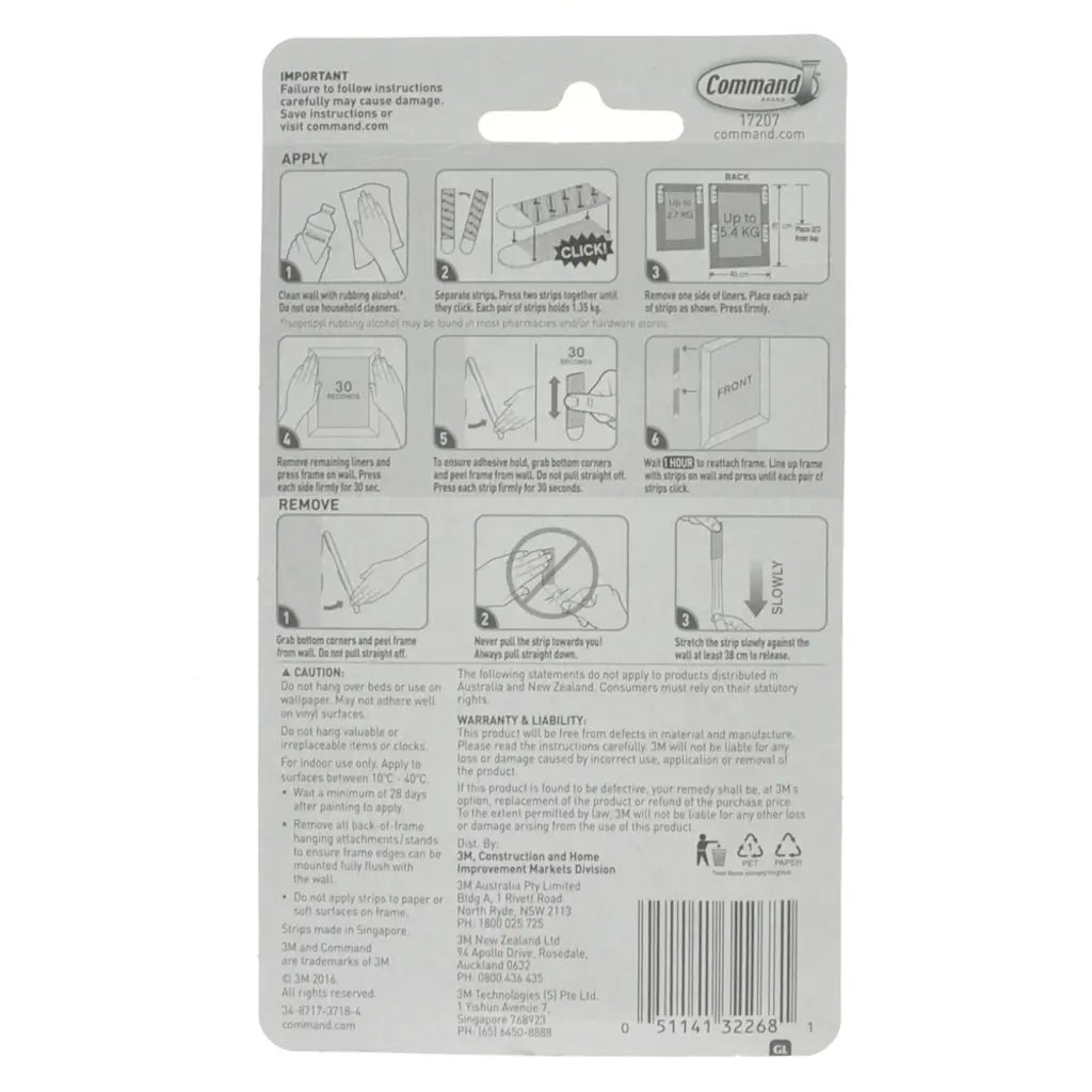 Back of a Command product packaging with instructions and branding.