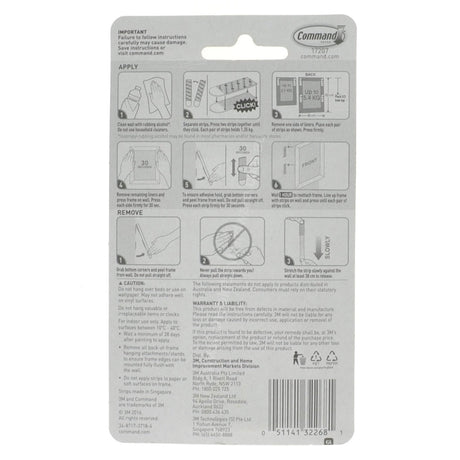 3M Command Damage - Free 4 Sets Narrow Picture Hanging Strips 5.4Kg 17207