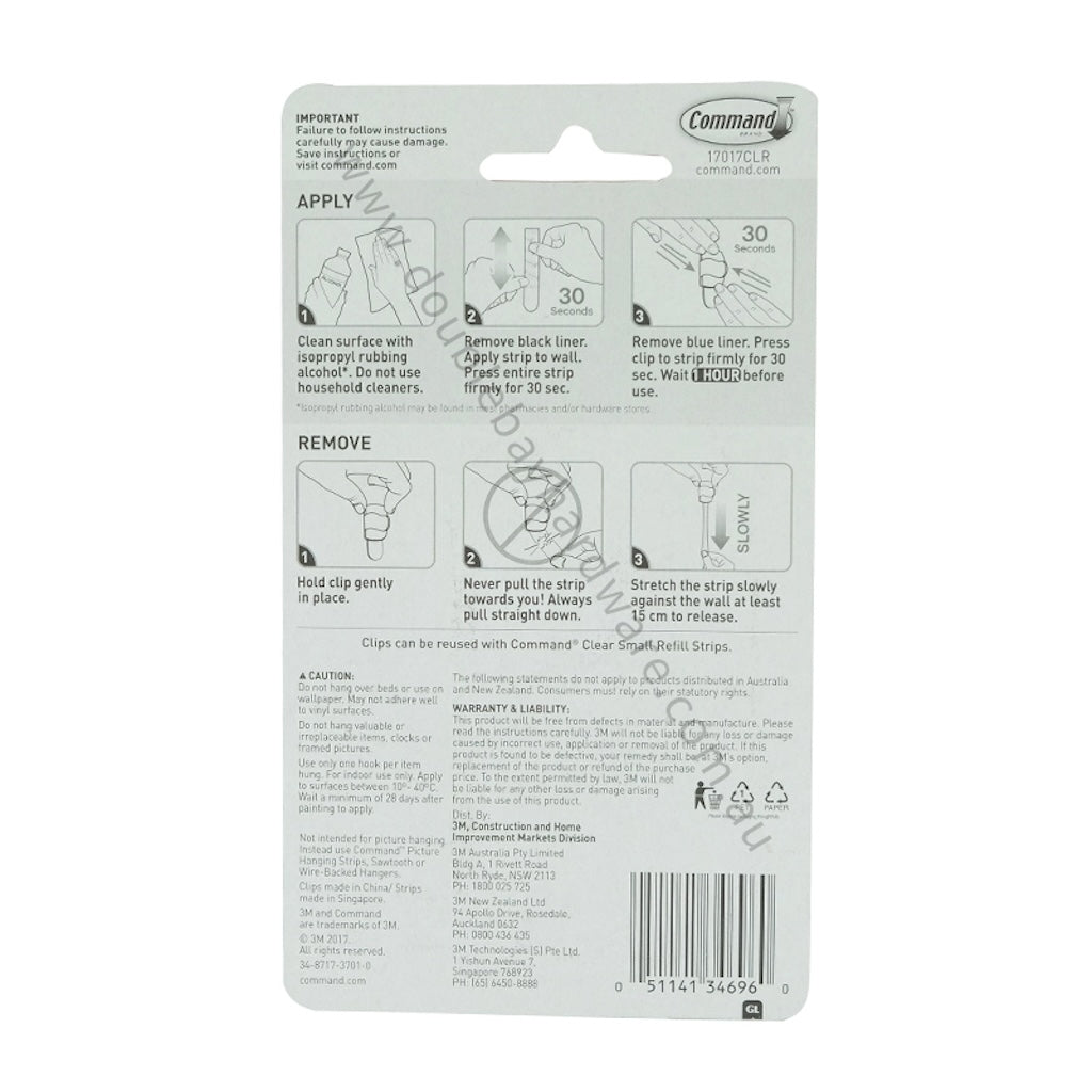 3M Command Damage - Free Hanging Clear Round Cord Clips 4 Clips 5 Strips 17017CLR