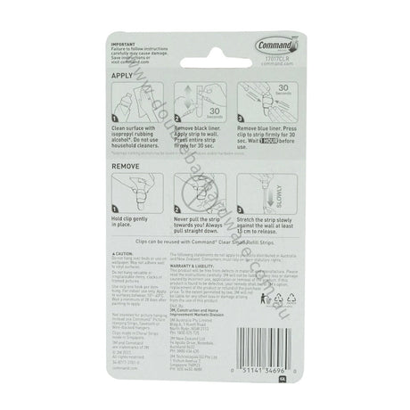 3M Command Damage - Free Hanging Clear Round Cord Clips 4 Clips 5 Strips 17017CLR