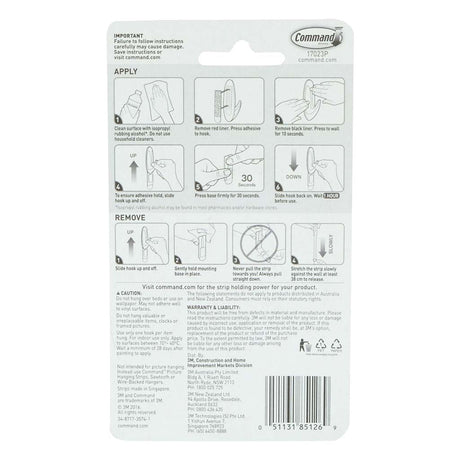 3M Command Damage - Free Hanging Hook Large Refill Strips 6 Strips 2Kg 17023P