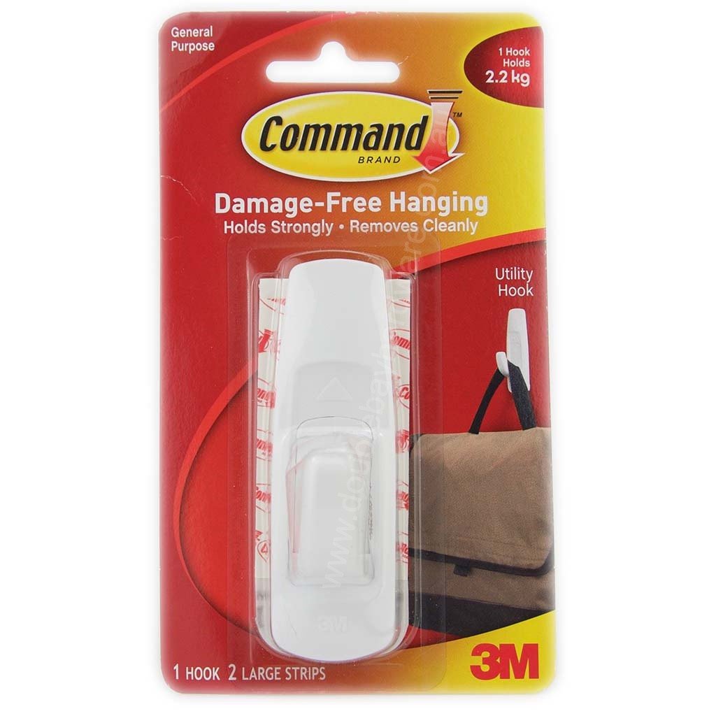 3M Command Damage - Free Hanging Large Hooks 1 Hooks 2 Strips 2.2Kg 17003ANZ