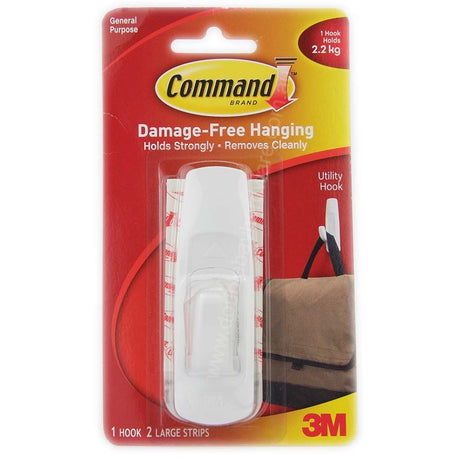 3M Command Damage - Free Hanging Large Hooks 1 Hooks 2 Strips 2.2Kg 17003ANZ