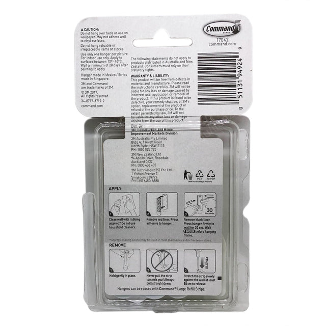 3M Command Damage - Free Hanging Sawtooth Picture Hook 3Hanger 6Strip 1.8Kg 17042