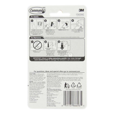 3M Command Damage - Free Hanging Utensil Hooks 3 Hooks 4 Strips 225g 17067ANZ