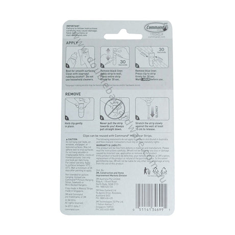 3M Command Damage - Free Hook Clear Decorating Clip 17026CLR