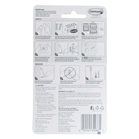 3M Command Damage - Free Large Picture Hanging Strips 7.2Kg 17206BLK