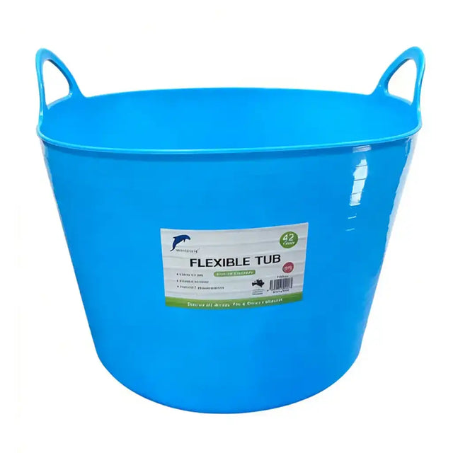 Blue flexible tub with handles on a white background