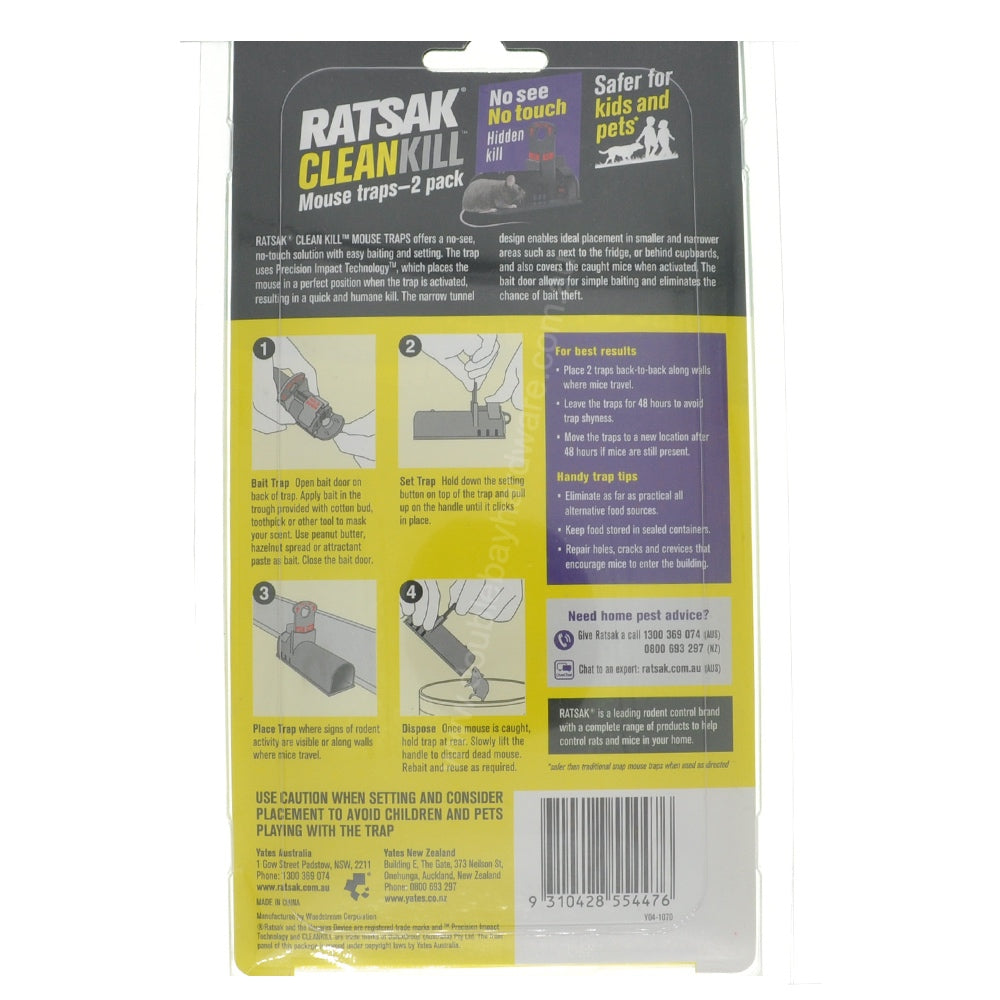 RATSAK Clean Kill Mouse Traps 2pk 55835