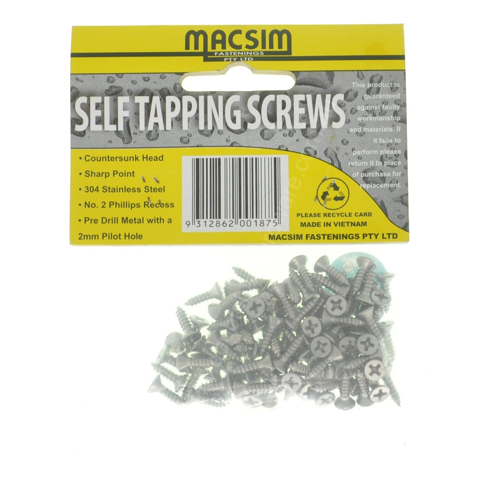 MACSIM 6Gx13mm Countersunk SELF TAPPING Screw Stainless Steel 56CP0613