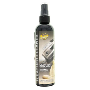 Bottle of 5 Star Leather Cleaner on a white background