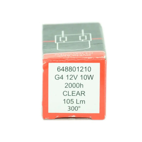 Packaged light bulb with specifications on a white background