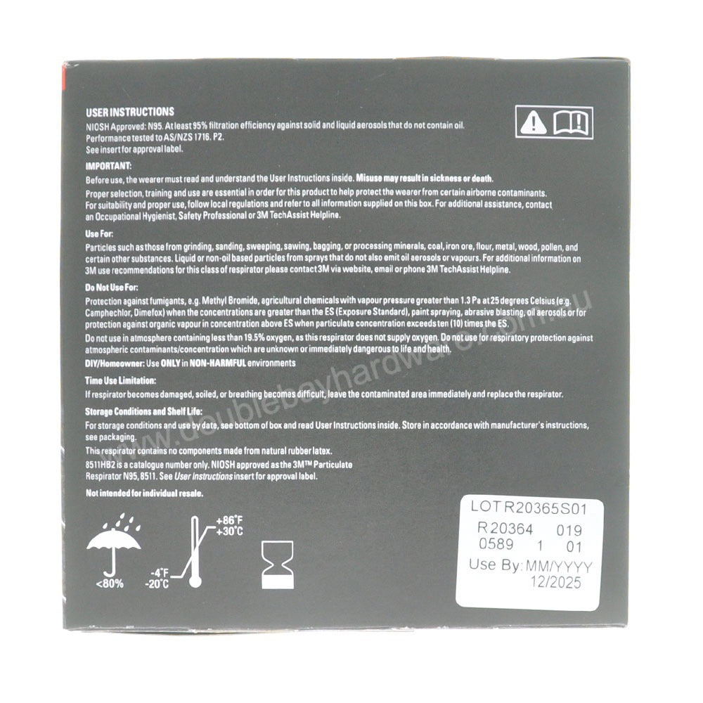 3M P2 N95 Sanding Fibreglass Valve Respirator Mask 5pk 8511HB2-C-PS