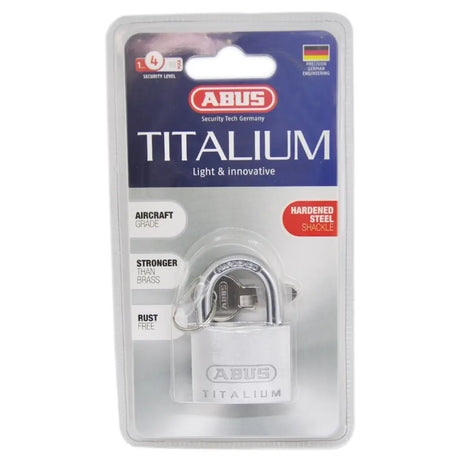 ABUS Titalium padlock in packaging on a white background