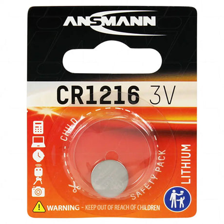Ansmann CR1216 3V lithium battery packaging on a white background