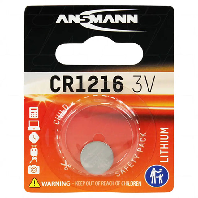 Ansmann CR1216 3V lithium battery packaging on a white background